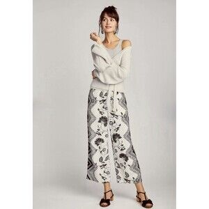 Anthropologie Ett:twa Wide Leg Black and White Cropped Trouser Pants Size Medium